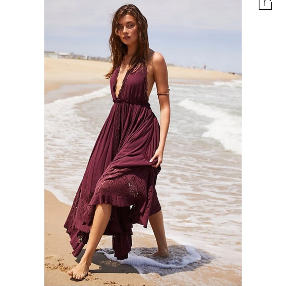Free People Norina Maxi Dress Lace Battenburg Halter Endless Summer